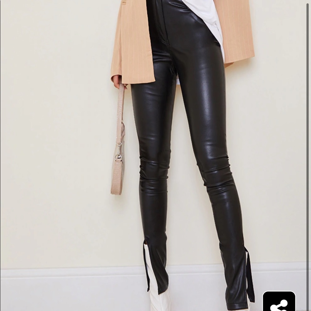 NWT Pretty Little Thing Split Hem Leather Pants